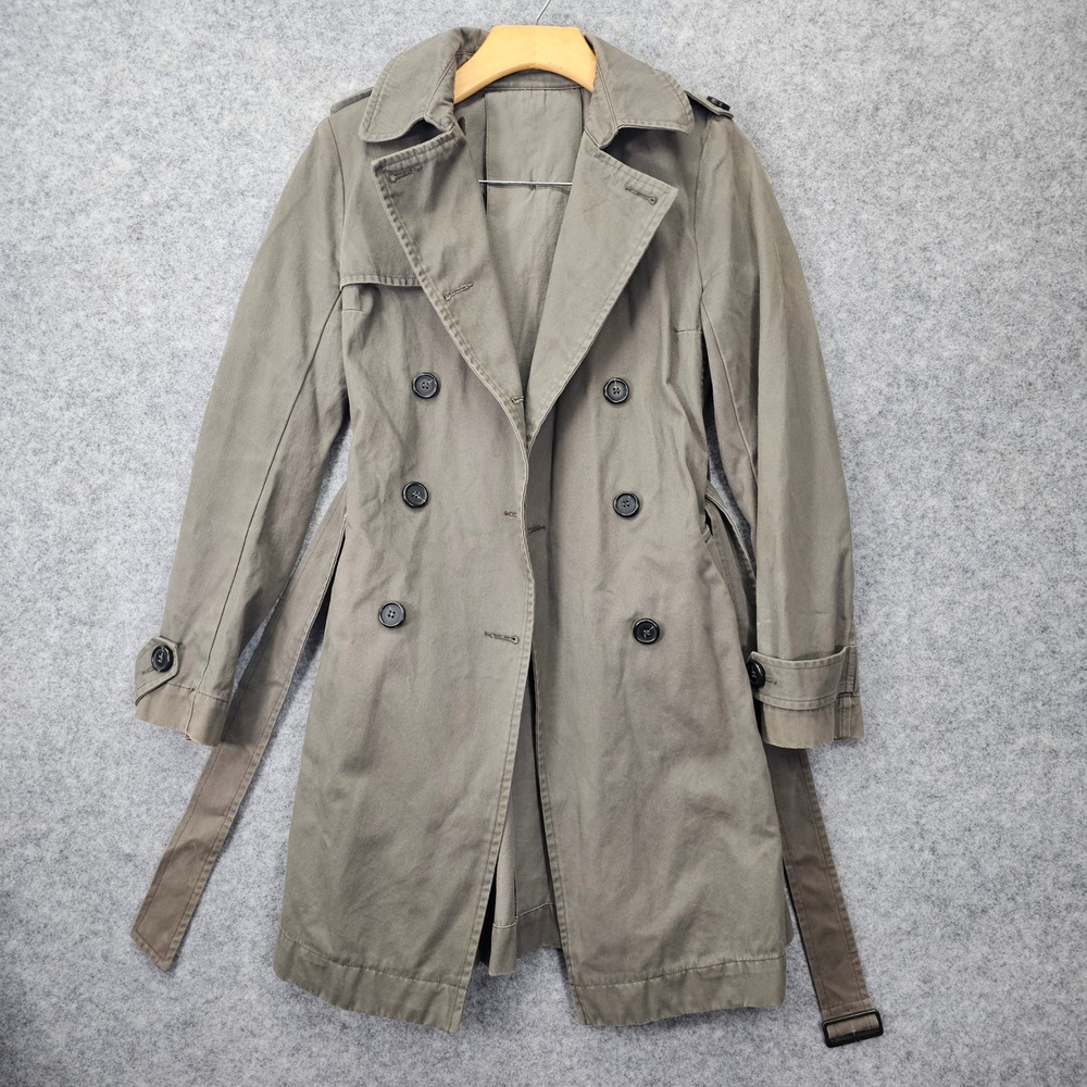Army Trench Coat Womens M Khaki COMPTOIR DES COTONNIERS Belted French‎ Military